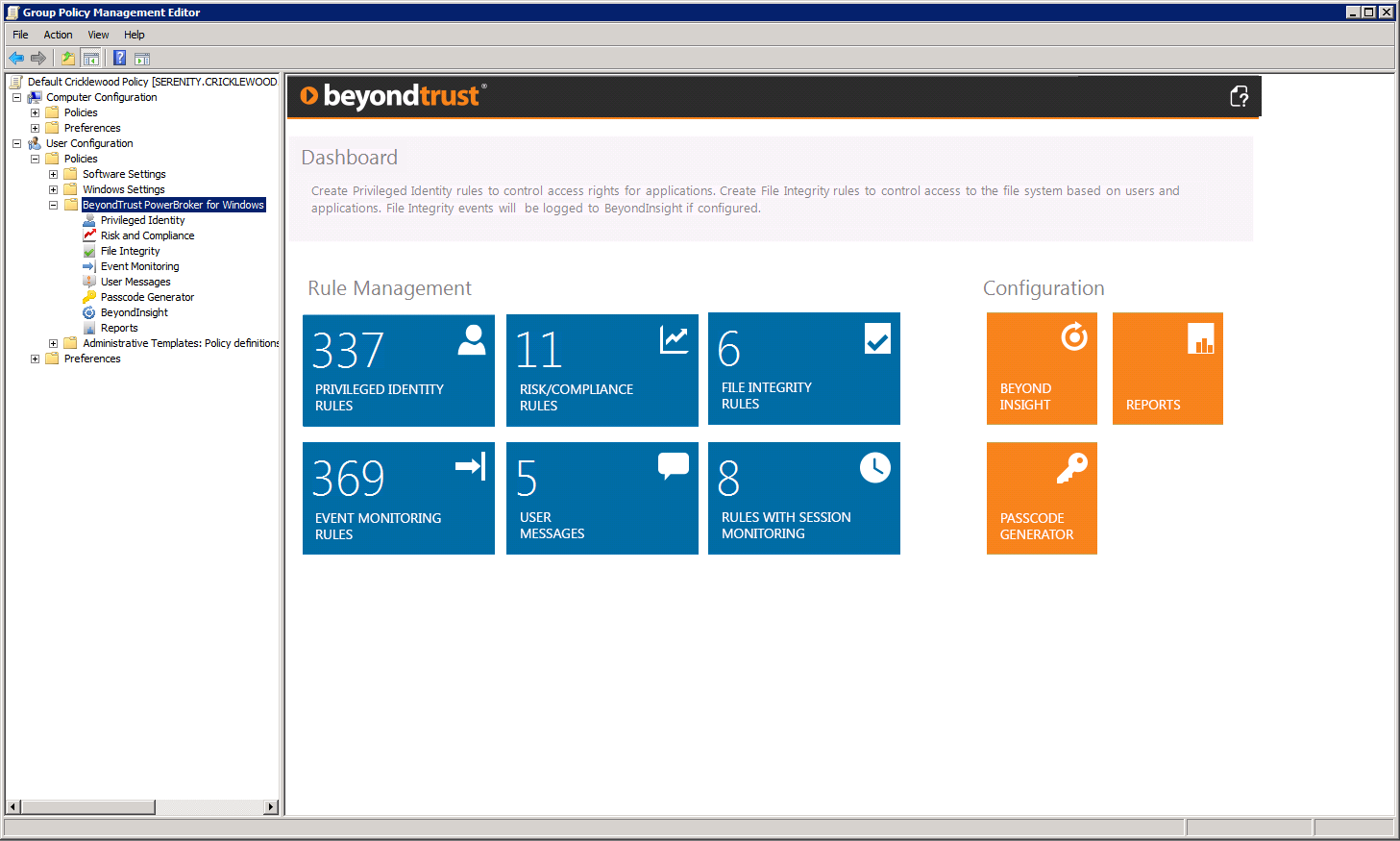 beyondtrust dashboard auditing privileged access