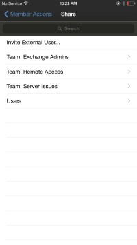 iPhone: Liste „Sitzung freigeben“