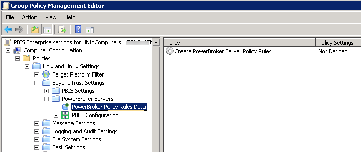 Group Policy Management Editor > PowerBroker Policy Rules Data
