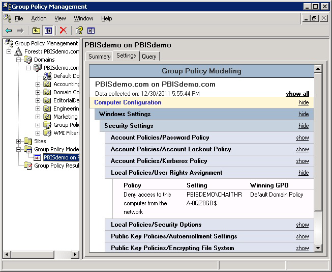 Group Policy Management example