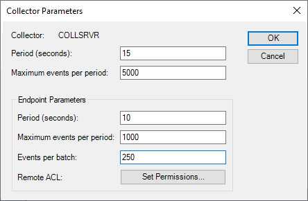 Collector Parameters dialog