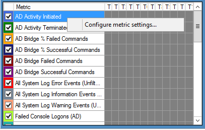 Configure metric settings option in AD Bridge Operations Dashboard Settings