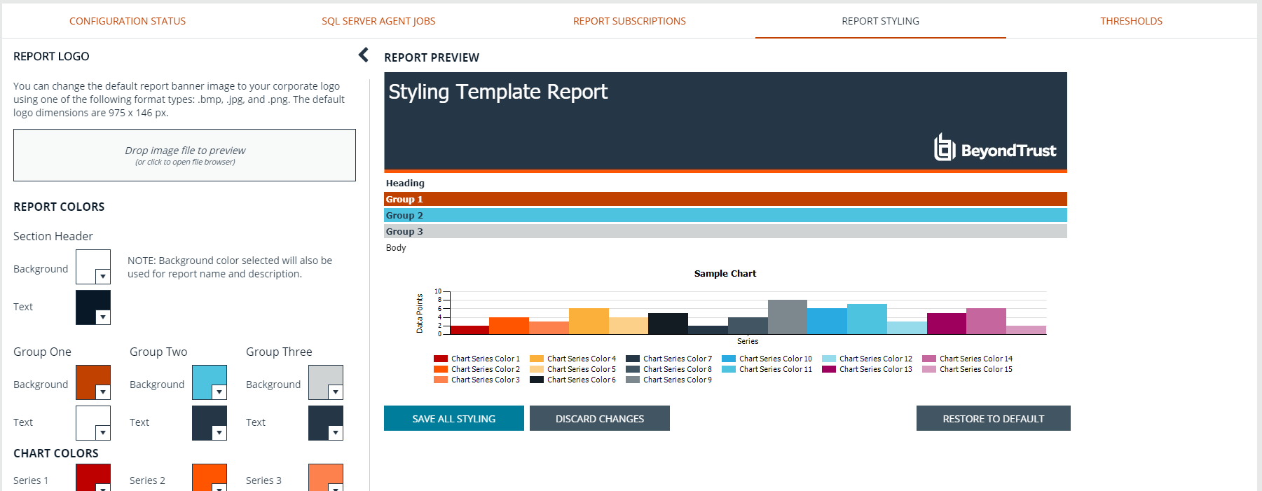 Report Styling page