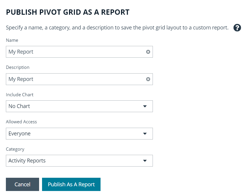 Publish Pivot Grid as a Report