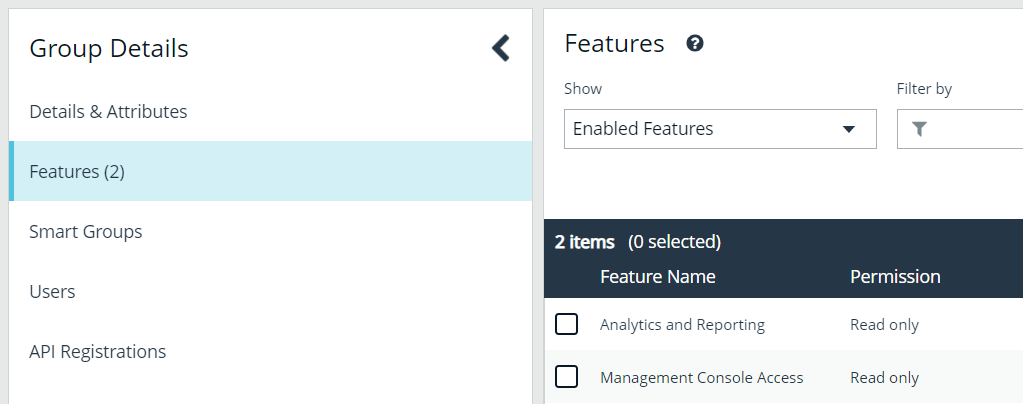Assign permissions for features to a user group in BeyondInsight.