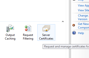 Screen capture of selecting Server Certificates in IIS
