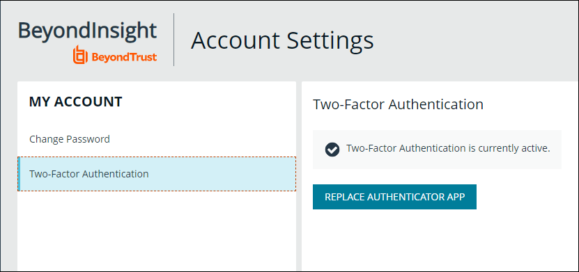 My Account - Two-Factor Authentication