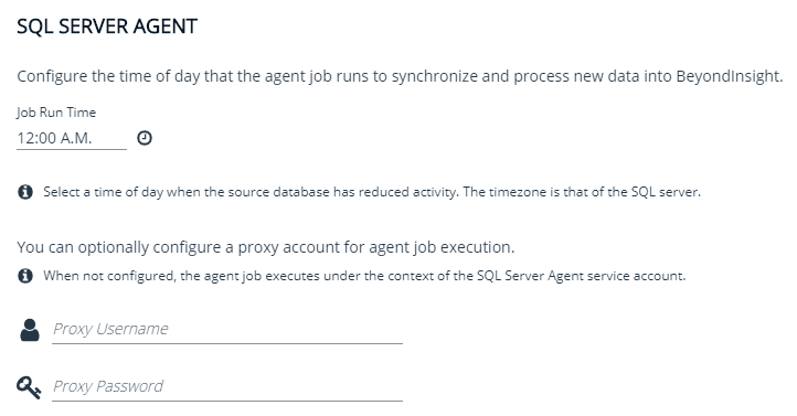 Screenshot of the SQL Server Agent screen