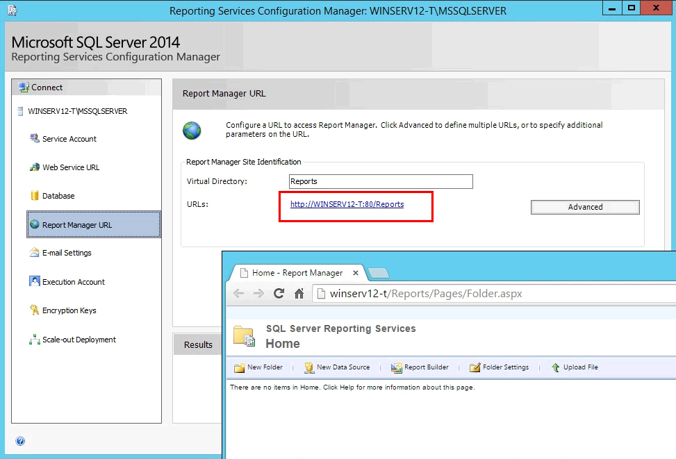 Reporting Services Configuration Manager :: Report Manager URL