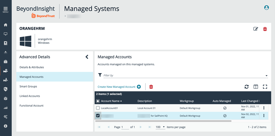 Select a Managed System
