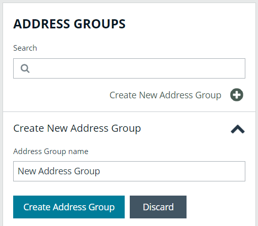 Screenshot of the Create New Address Groups section