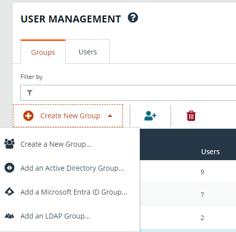 User Management > Create New Group