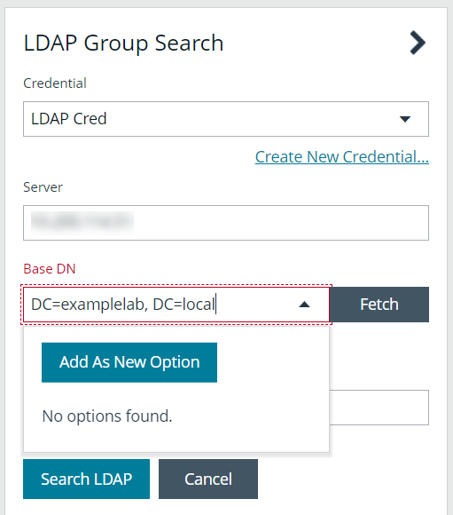Add Base DN in LDAP Group Search from when adding an LDAP Group in BeyondInsight