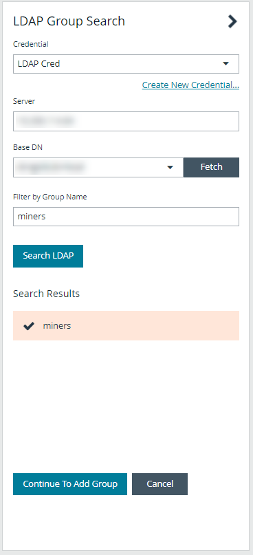 Select LDAP Group from Search results in BeyondInsight
