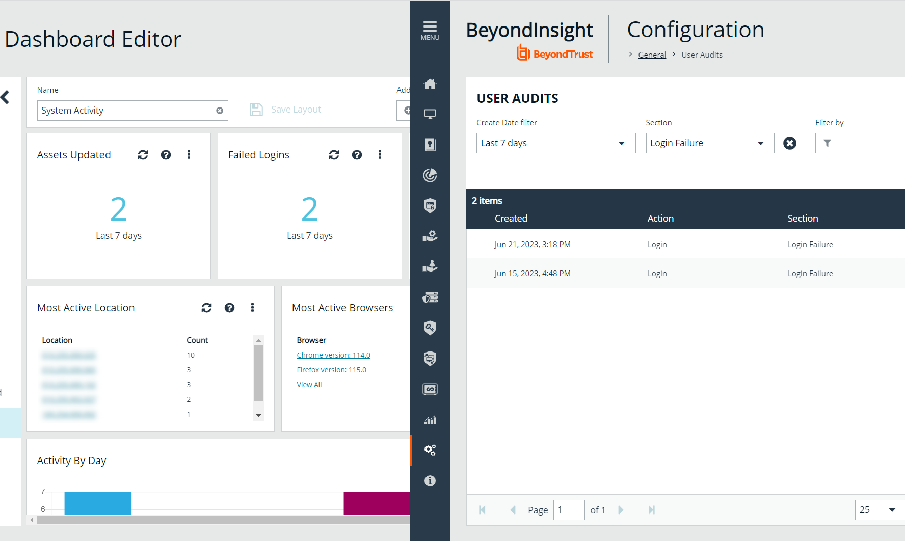 Image of accessing tile information in BeyondInsight Dashboard