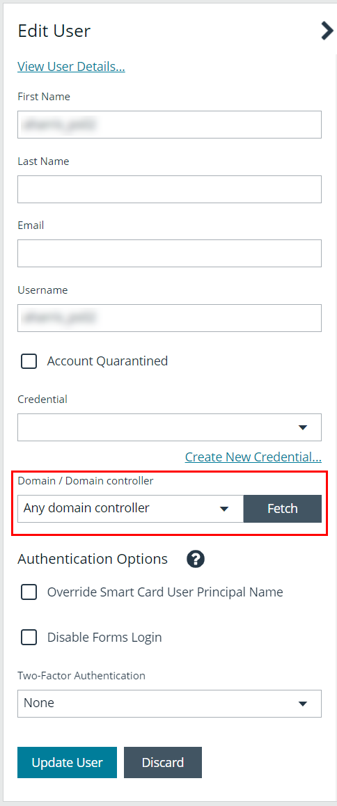 Edit User > Set preferred domain controller