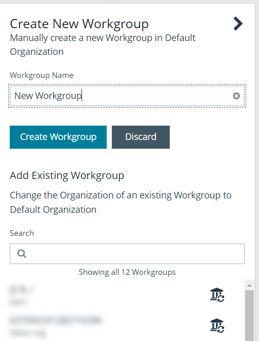 Screenshot of Create New Workgroup Page