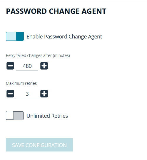 Password Change Agent Configuration Page