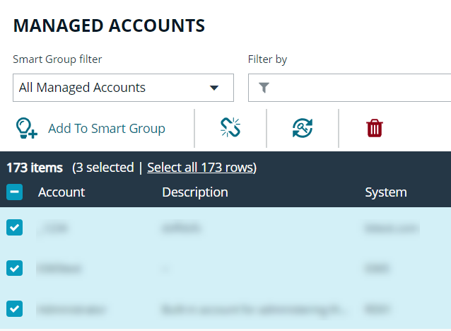 Deleting multiple managed accounts