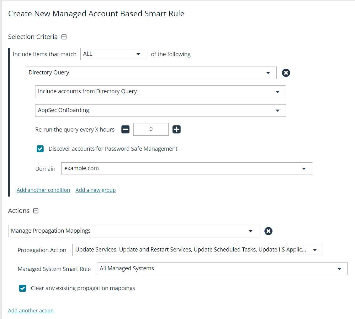 Manage Propagation Mappings Action in a Managed Account Smart Rule.