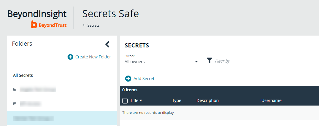 Group listed as a team on the Secrets Safe page.