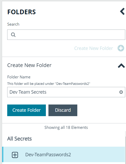 Create New Folder in Secrets Safe