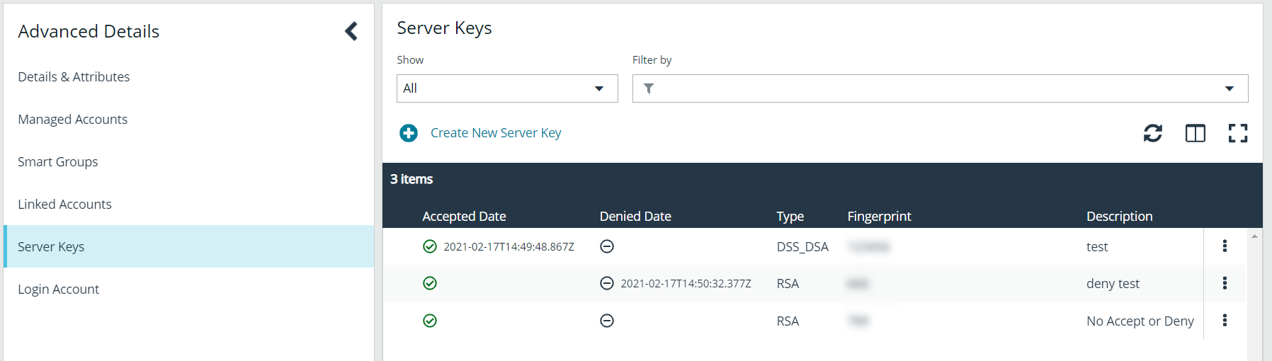 Accept or deny an SSH Server Key.