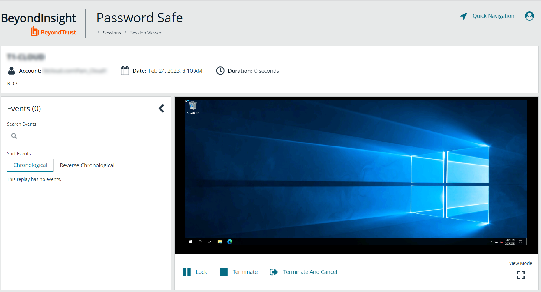 View an active session in Password Safe
