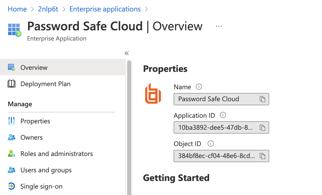 Assign a logo to the Password Safe app in Entra ID.