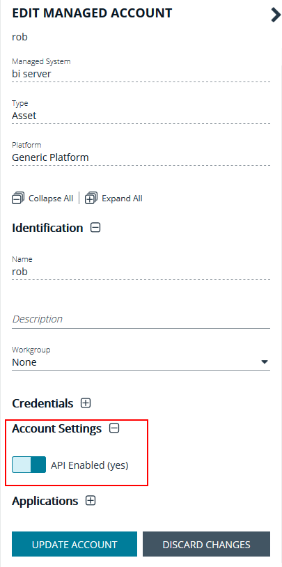 Enable API Access for Managed Account in Password Safe