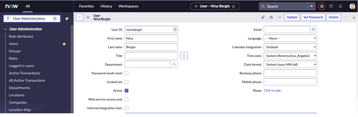 Create users in ServiceNow for Password Safe integration.