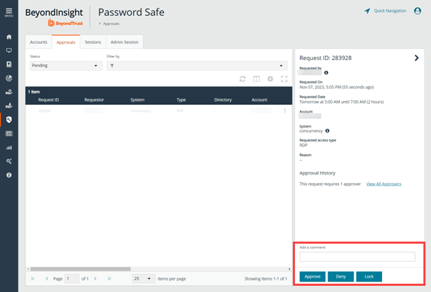 Approve or Deny a Request in Password Safe Portal