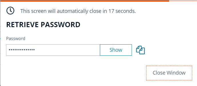 Password Safe Portal Retrieve Password Window - Copy Password