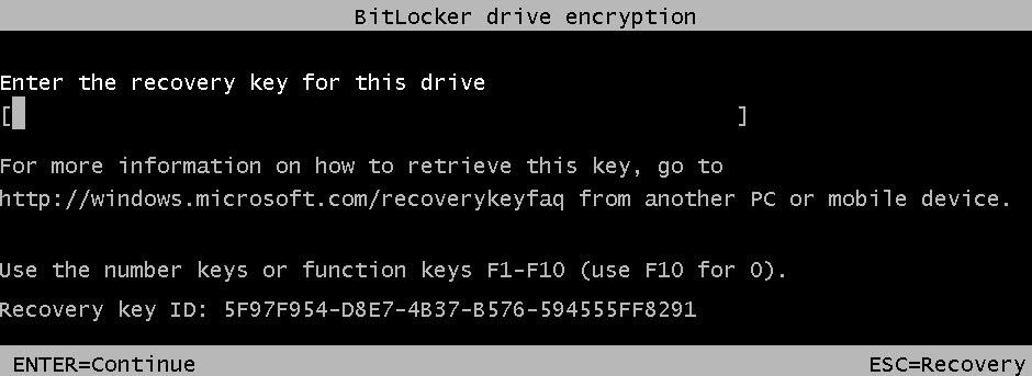 Bitlocker prompt for recovery key