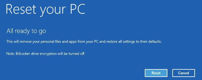 Reset your PC prompt