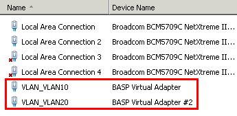 VLAN Config: BASP Virtual Adapters