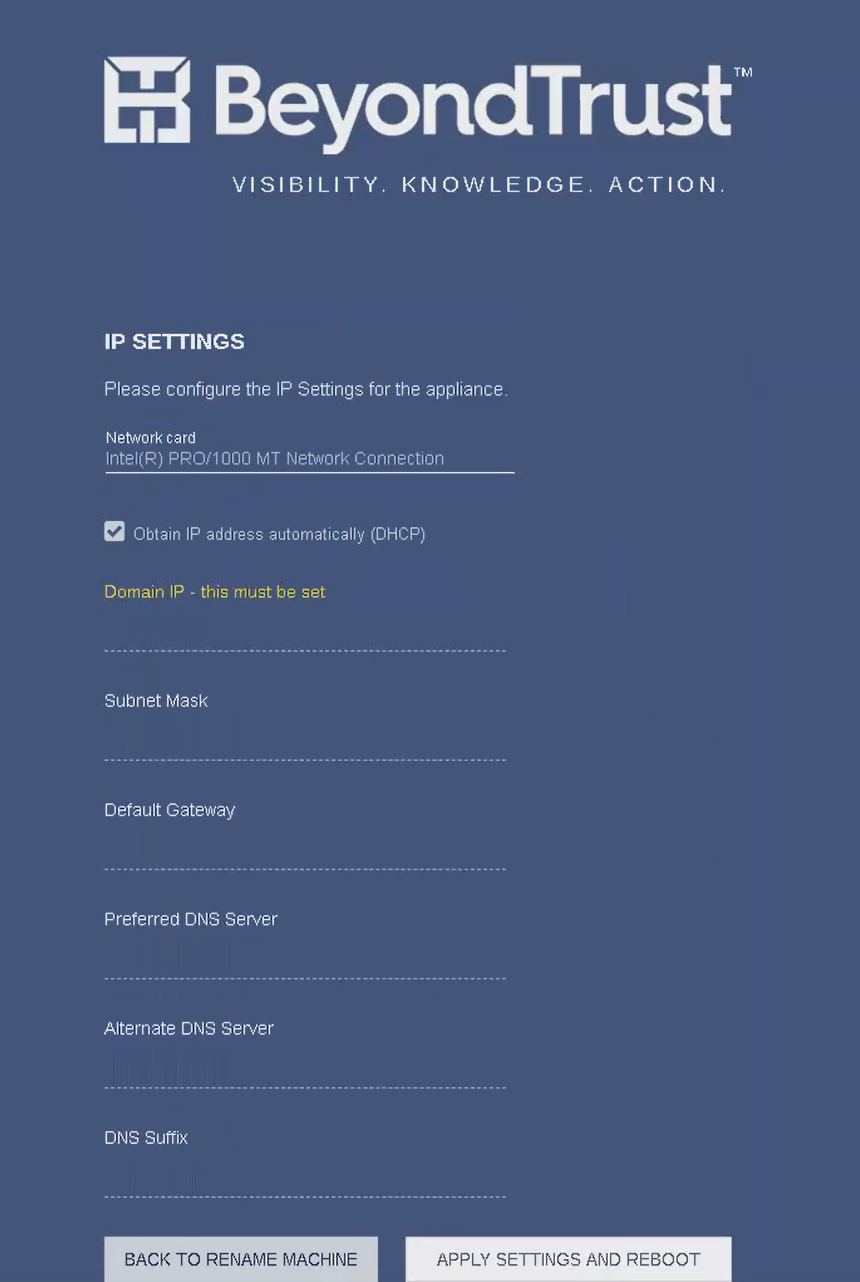 Screenshot of the IP Settings page