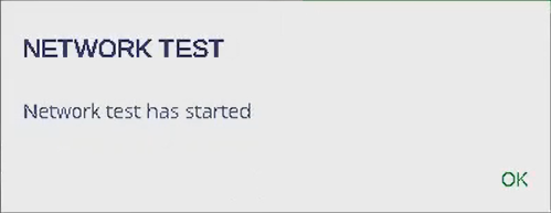 Screenshot of the confirmation that a network test has started.