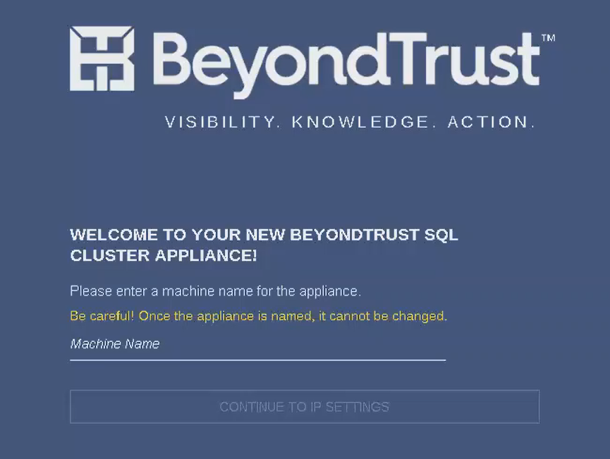 Screenshot of the BeyondTrust UVMSQL Appliance.