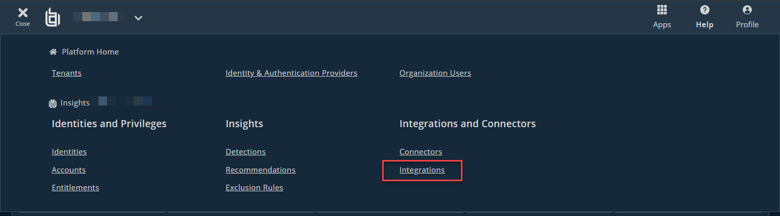 The locations of all available integrations in Insights.