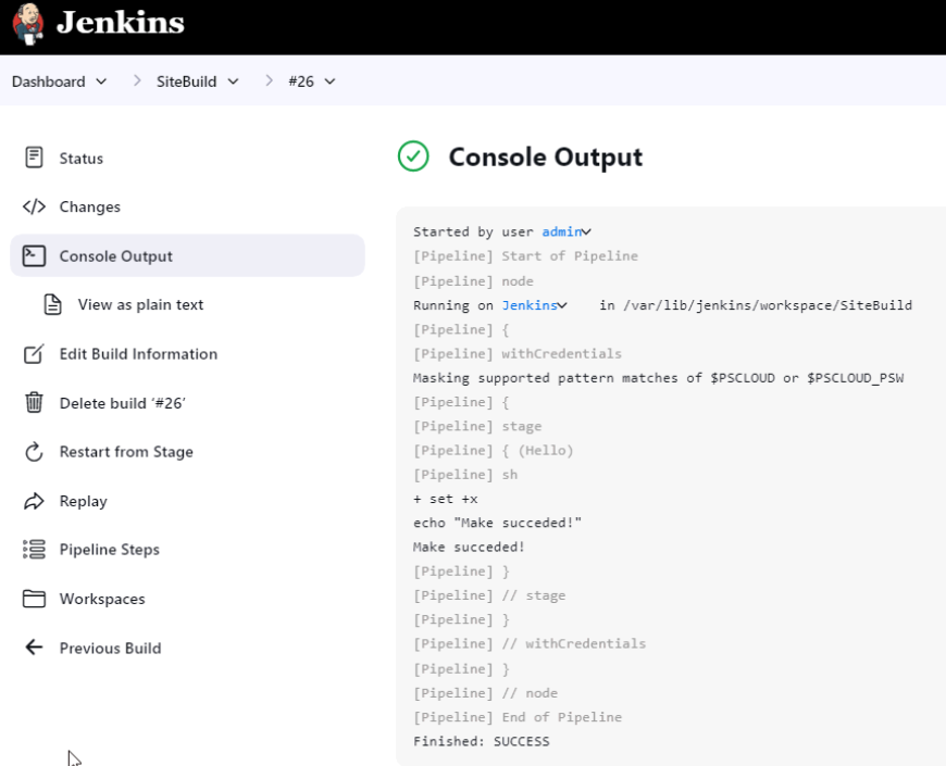 Jenkins Console Output