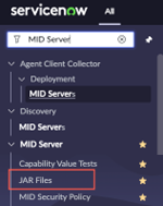 Select JAR files under MID Server menu.
