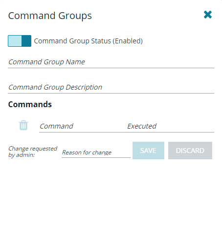 Enter information in the Command Group panel.