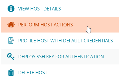 Click the "home" icon to Perform Host Actions.