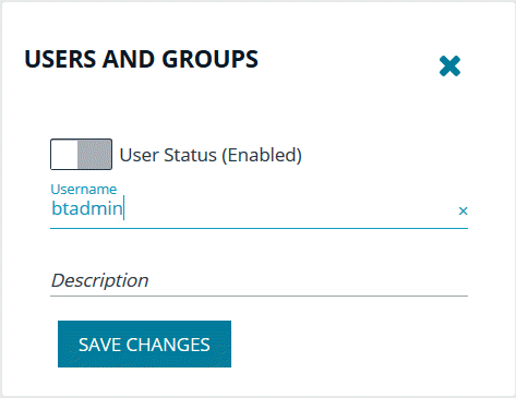 Select the Users and Groups option to freely enter a username in the Username field.