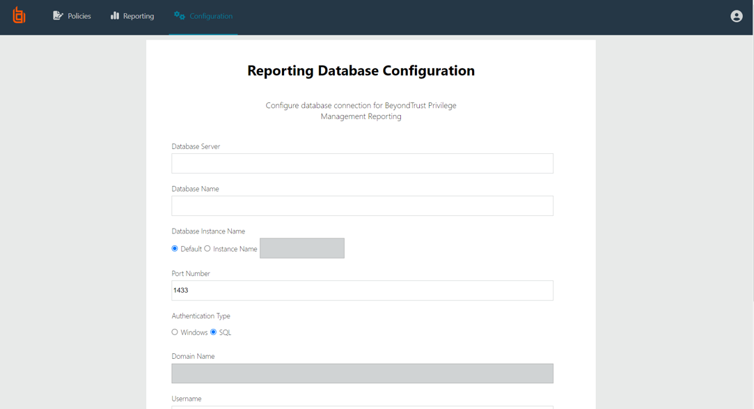 Configure reporting in the BeyondTrust Endpoint Privilege Management app.