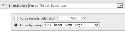 Select Purge Threat Event Log from the Actions drop-down.