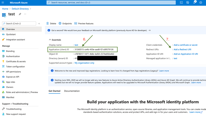 Application (client) ID in Azure app registration.