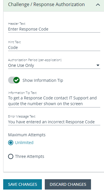 Challenge/Response Authorization settings in PM Cloud