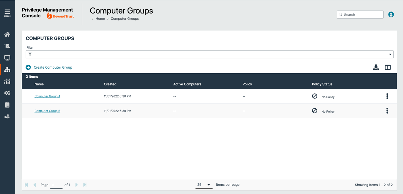 Create a computer group in PM Cloud.